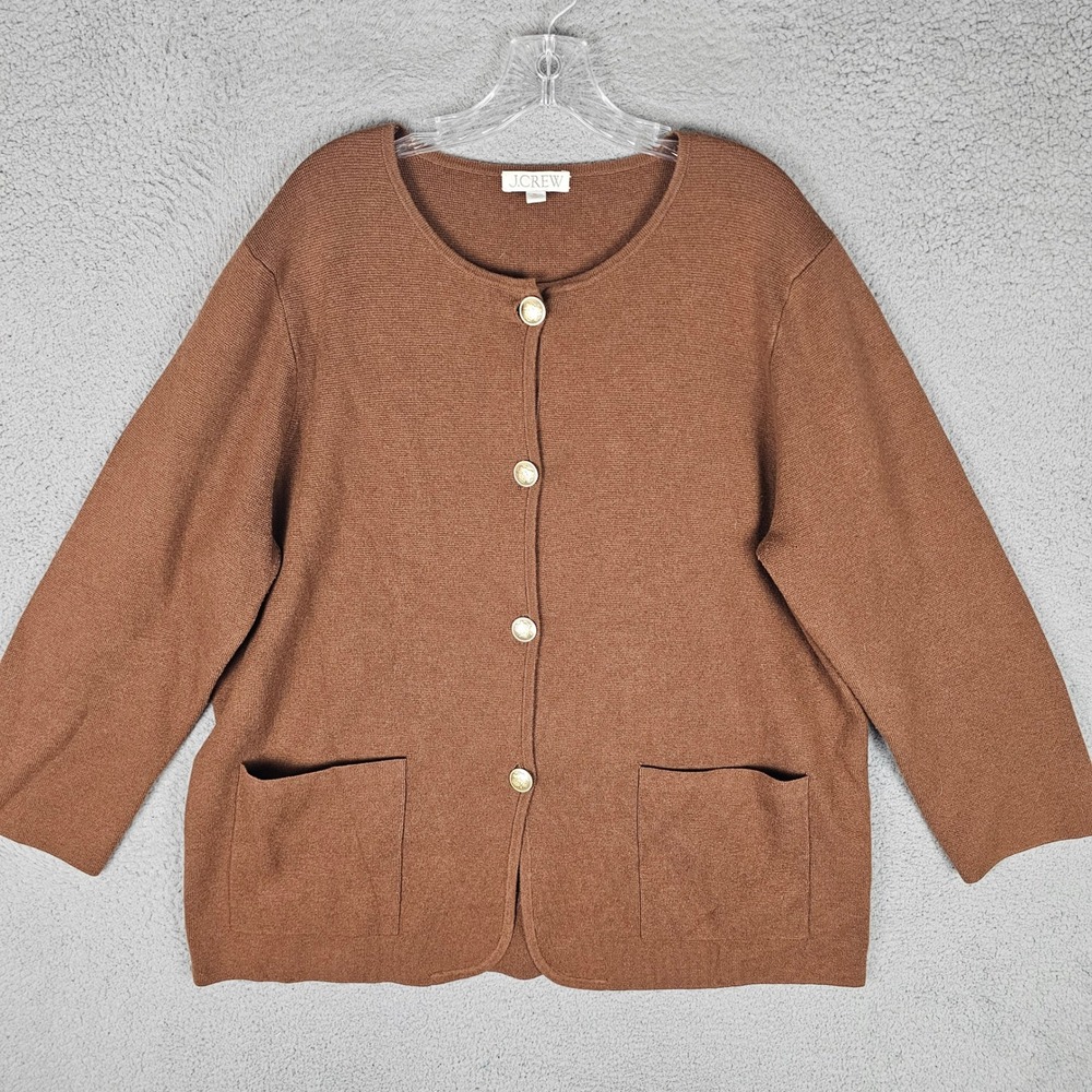 J.Crew Giselle Cardigan Women XL BO154 Merino Wool Blend Crest Button Sweater